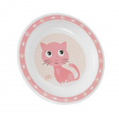 Set pentru hrănire din plastic 5 părți cu pisoi - alb și roz cu bordură, Happy Animals Canpol 291545 4
