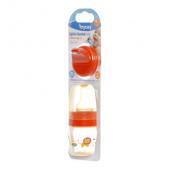 Biberon din polipropilenă, pentru nou-născuți, cu tetină, 0+ luni, 30 ml, culoare: portocaliu Mycey 291643 2