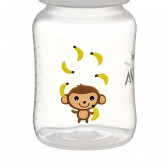 Biberon din polipropilenă anticolici cu tetină lentă, debit mediu, 1+ lună, 260 ml, Maimuță Philips AVENT 291695 3