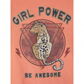 Tricou roz din bumbac organic cu imprimeu „Girl power” NAME IT cu mâneci lungi și decolteu rotund Name it 291960 3