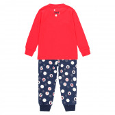 Pijamale din bumbac cu imprimeu de Crăciun, roșu Boboli 292105 2