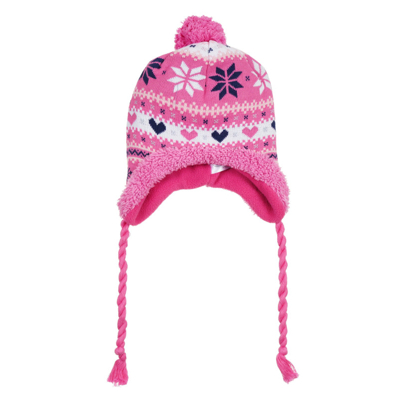 Căciulă tricotată cu imprimeu figural și pompon, roz  292466