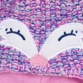 Căciulă de iarnă tricotată cu pompoane și șnururi colorate, roz Cool club 292651 2