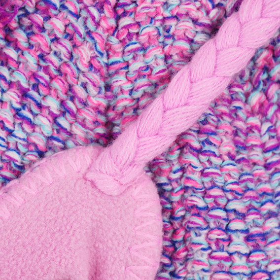 Căciulă de iarnă tricotată cu pompoane și șnururi colorate, roz Cool club 292652 3