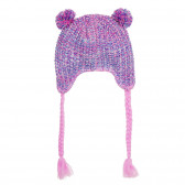 Căciulă de iarnă tricotată cu pompoane și șnururi colorate, roz Cool club 292653 4