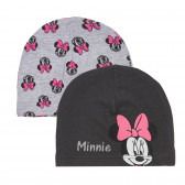Două căciuli din bumbac cu imprimeu Minnie Mouse, gri Cool club 292846 