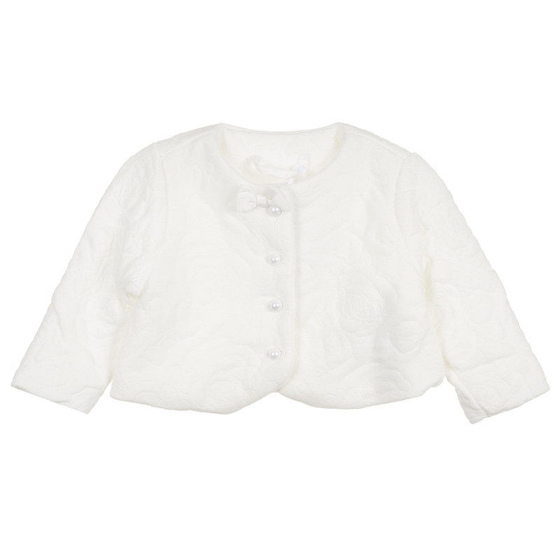 Jachetă de bumbac cu fundiță pentru bebeluși, albă  292934