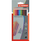 Creioane colorate acuarelă Aquacolor, 12 buc. Stabilo 29302 