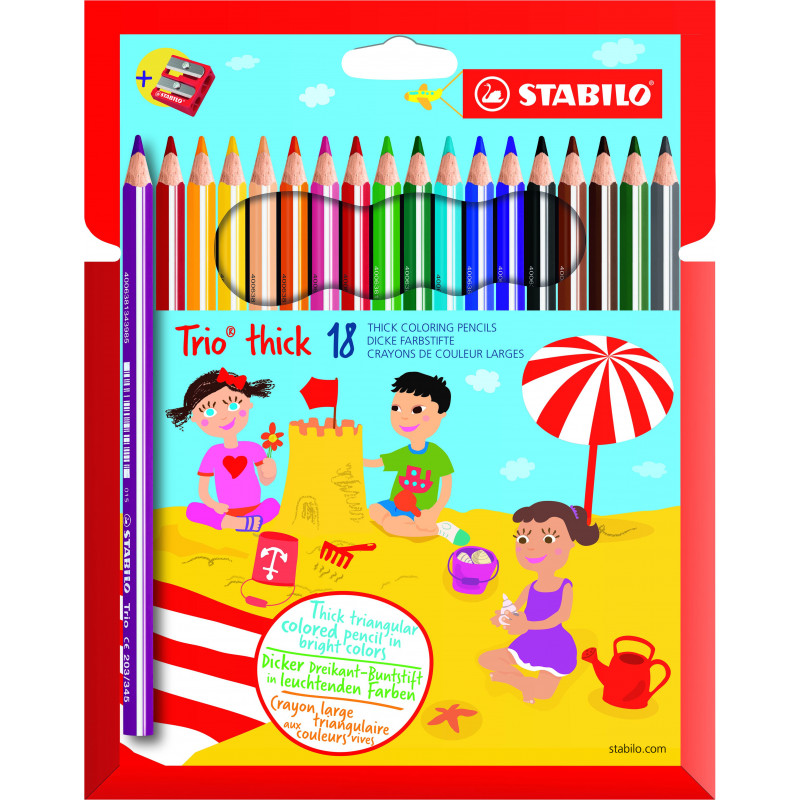Creioane colorate Trio, groase și ergonomice, 18 buc.  29305