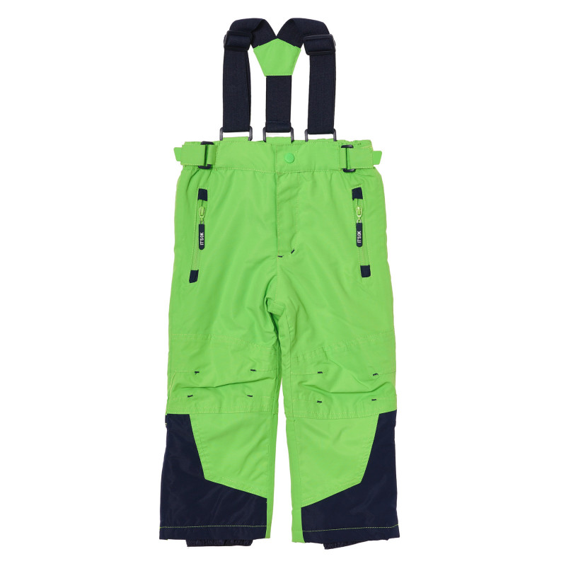 Pantaloni de schi verde neon cu bretele  293124