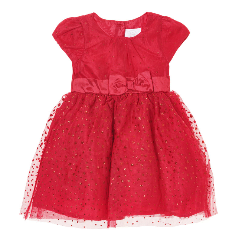 Rochie elegantă pentru bebeluși cu dantelă și panglică în talie, roșie  293347