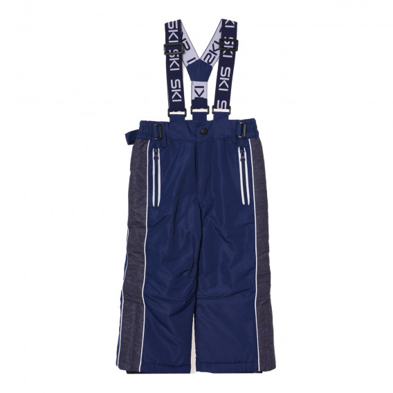 Pantaloni de schi cu bretele și margine gri, albastru Cool club 293355 
