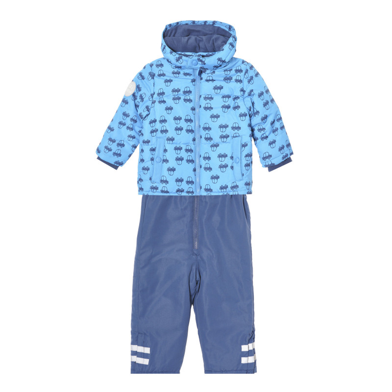 Costum de schi din două piese, cu imprimeu mașină, pentru bebeluși, albastru  293427