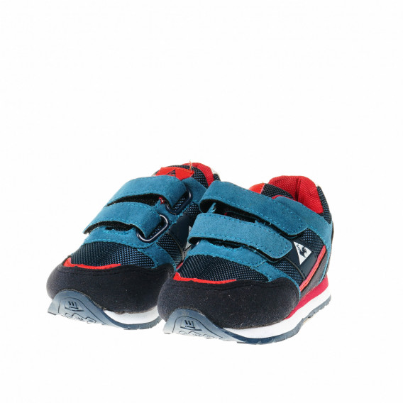 Adidași Velcro pentru băieți în albastru bicolori cu detalii roșii Le coq sportif 29447 
