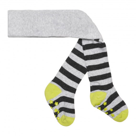 Ciorapi cu dungi și detaliu colorat pe călcâi, gri Cool club 294680 