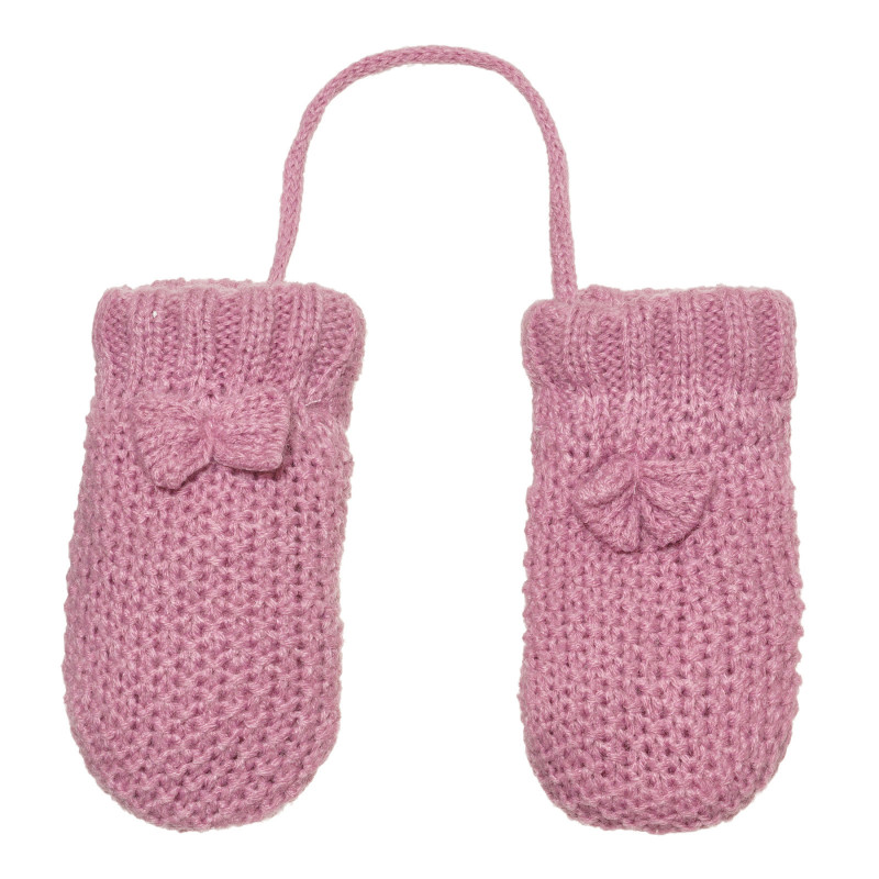 Mănuși tricotate cu o panglică pentru fete, violet  294689