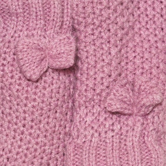 Mănuși tricotate cu o panglică pentru fete, violet Cool club 294690 2