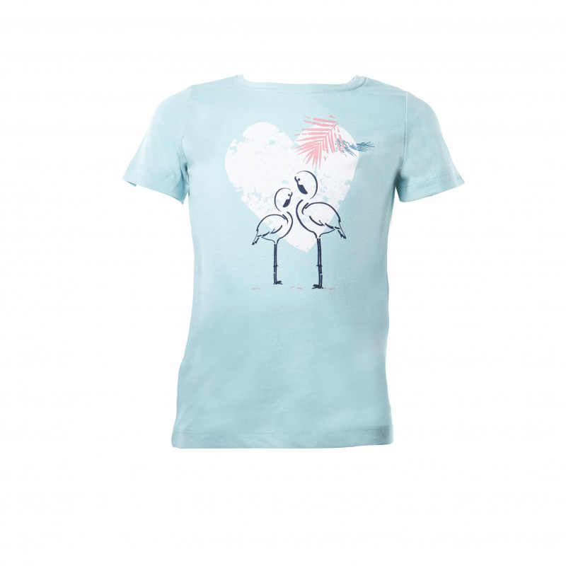 Bluza din bumbac cu mânecă scurtă cu imprimeu pasăre stilizat pentru fete  29533