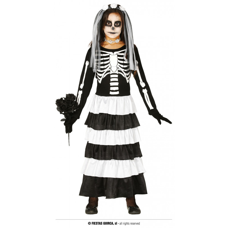 Costum de carnaval schelet, alb-negru  295347