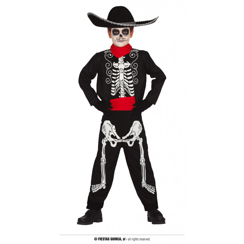 Costum de carnaval schelet de cowboy, alb-negru  295348