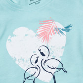 Bluza din bumbac cu mânecă scurtă cu imprimeu pasăre stilizat pentru fete Name it 29535 3