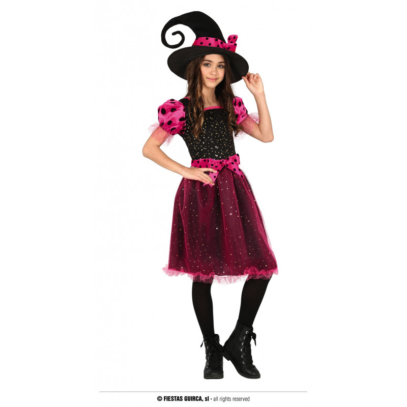 Costum de carnaval, vrăjitoare, negru cu roz  295352