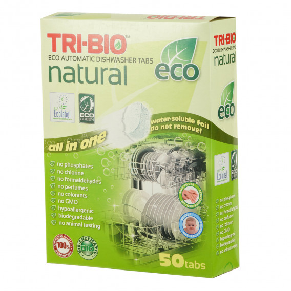 Tablete Eco naturale pentru mașina de spălat vase, carton, 50 buc. Tri-Bio 295569 2