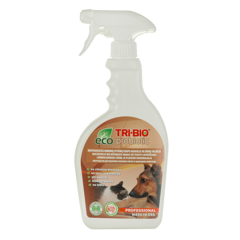 Soluție probiotică pentru îndepărtarea mirosului și a petelor, sigur pentru animale, flacon de plastic cu pulverizator, 420 ml  295610