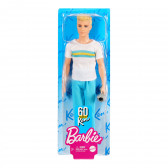Păpușă Ken cu bluză albă și halteră pentru fitness Barbie 295689 