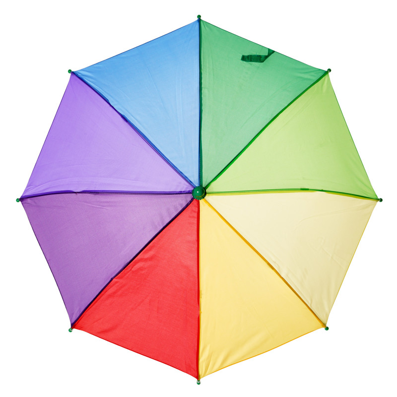 Umbrelă pentru copii în culorile curcubeului, mâner verde  295887