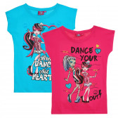 Set de 2 tricouri multicolore din bumbac, pentru fete Monster High 295916 