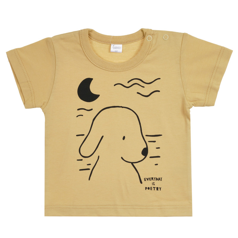 Tricou din bumbac cu imprimeu grafic pentru bebeluși, bej  295983