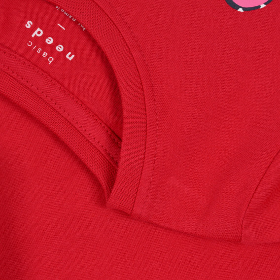 Bluză din bumbac organic Name it cu mâneci lungi, roșu intens, pentru fete Name it 296181 3