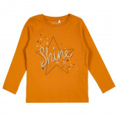 Bluză de bumbac organic cu mâneci lungi, portocaliu, pentru fete Name it 296183 