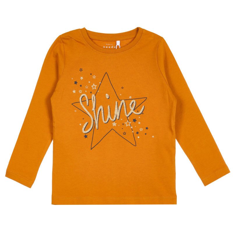 Bluză de bumbac organic cu mâneci lungi, portocaliu, pentru fete  296183