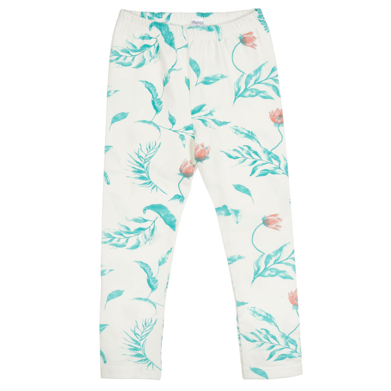 Pantaloni din bumbac cu imprimeu floral pentru bebeluși, de culoare albă.  296441