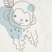 Body din bumbac cu mâneci lungi și imprimeu de maimuță pentru bebeluși, alb Pinokio 296460 2