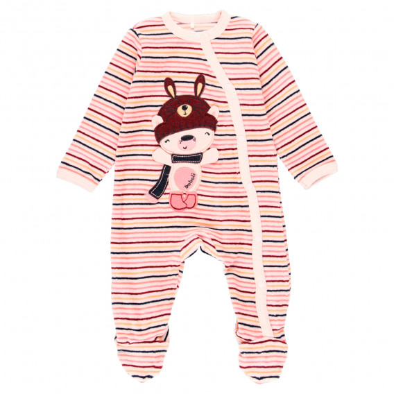 Salopetă de pluș cu aplicație veselă „Urs”, pentru bebeluși,roz Boboli 296927 
