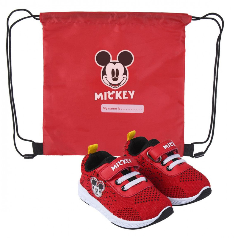 Sneakers tematici Mickey Mouse cu rucsac textil de depozitare, roșii  297465