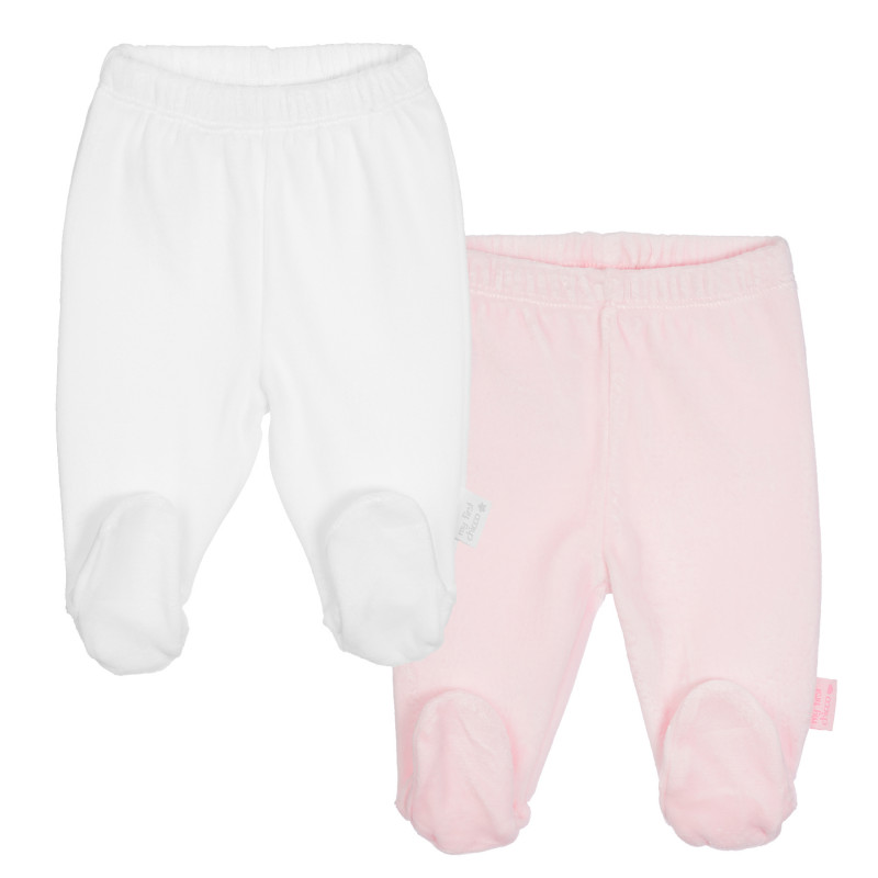 Set Chicco din pantaloni cu botoși din bumbac, alb și roz  298059