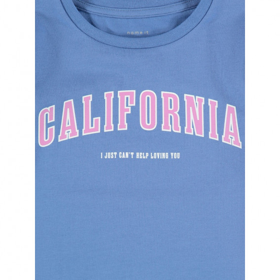 NAME IT, bluză cu imprimeu 'California', cu mâneci lungi, tricou din bumbac albastru deschis pentru fete Name it 301316 2