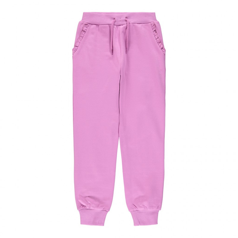 Pantaloni sport din bumbac roz, NAME IT, cu detalii pe buzunare, pentru fete  301320