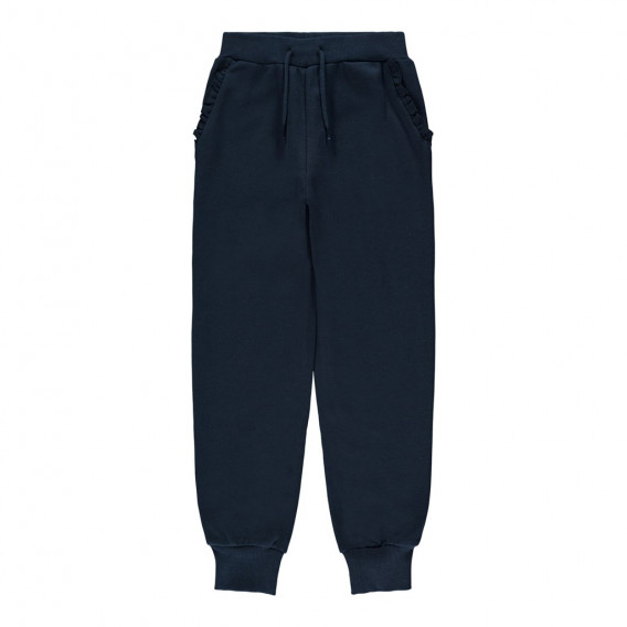 Pantaloni sport din bumbac, NAME IT, cu detalii pe buzunare, bleumarin, pentru fete Name it 301322 