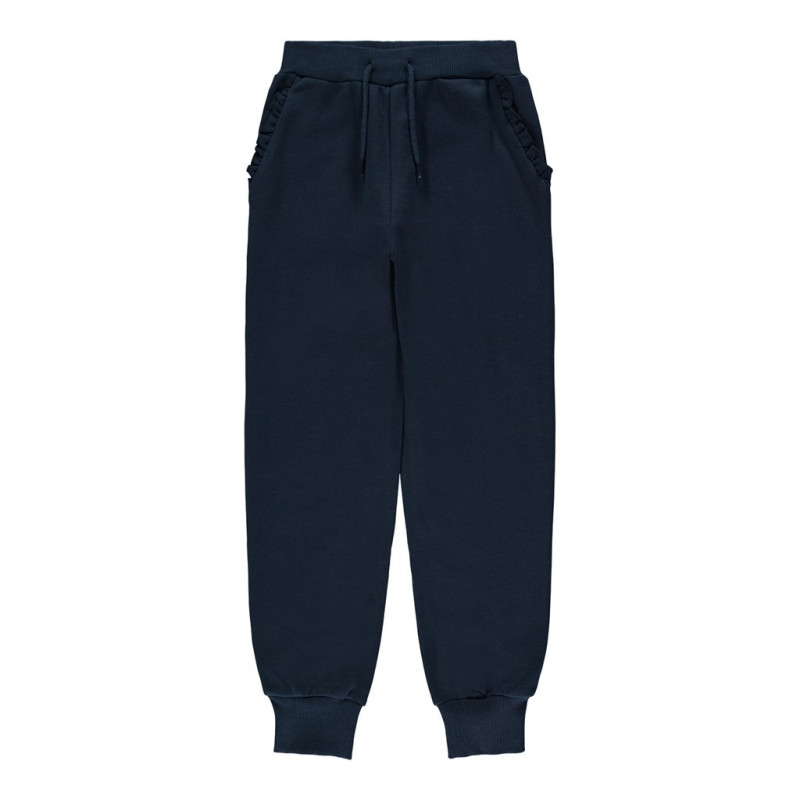 Pantaloni sport din bumbac, NAME IT, cu detalii pe buzunare, bleumarin, pentru fete  301322