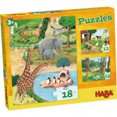 Set 3 buc. puzzle-uri - Animale Haba 302583 