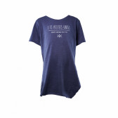 Bluză de bumbac de culoare albastru închis, cu inscripția  LES PETITES  și mânecă scurtă pentru fete BLUE SEVEN 30260 