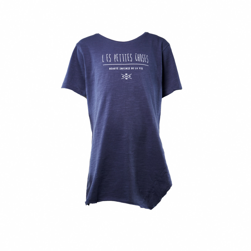 Bluză de bumbac de culoare albastru închis, cu inscripția  LES PETITES  și mânecă scurtă pentru fete  30260