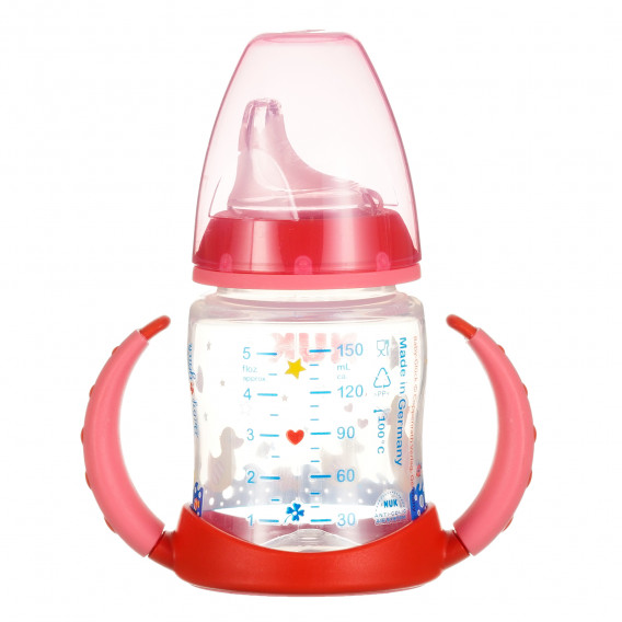 Sticlă de suc din polipropilenă cu mânere, cu tetină, 6+ luni, 150 ml., Roșu cu rață NUK 302632 2