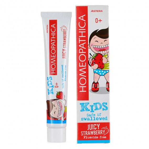 Pasta de dinți Homeopathica Kids, căpșuni, 0+, tub de plastic, 50 ml Astera 303028 