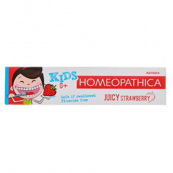 Pasta de dinți Homeopathica Kids, căpșuni, 0+, tub de plastic, 50 ml Astera 303030 3